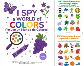 I SPY Colors Activity Book: English & Spanish (6 pgs) (Printable)