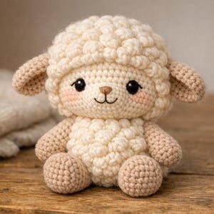 Lulu Lammet Bedårande Virkmönster PDF | Realistisk Amigurumi Fårplysch med Steg-för-Steg-Instruktioner