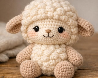 Patrón de ganchillo en PDF para Lulu la Cordera / Peluche de oveja amigurumi realista con instrucciones paso a paso