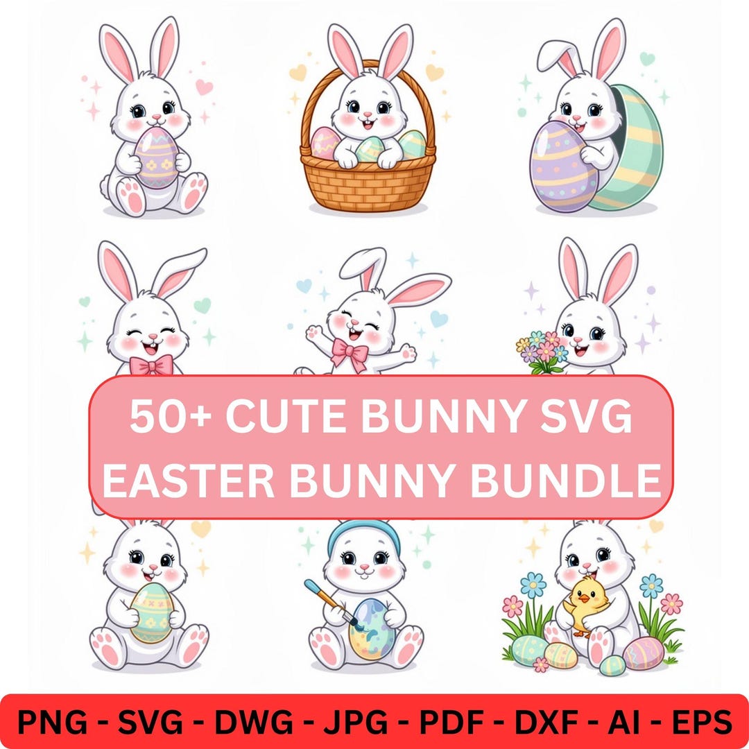 Easter Bunny SVG Bundle, Peeking Rabbit Silhouette, Cricut Cut File ...