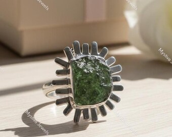 天然モルダバイトリング、ルビーリング、原石リング、天然石