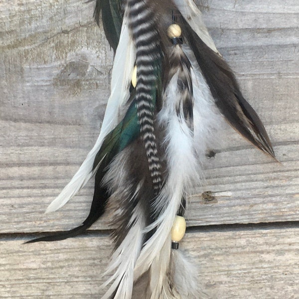 Long Feather Hair Extensions Black and White Feather Hair Clips Soft Clean Fluffy Natural Rooster Feathers