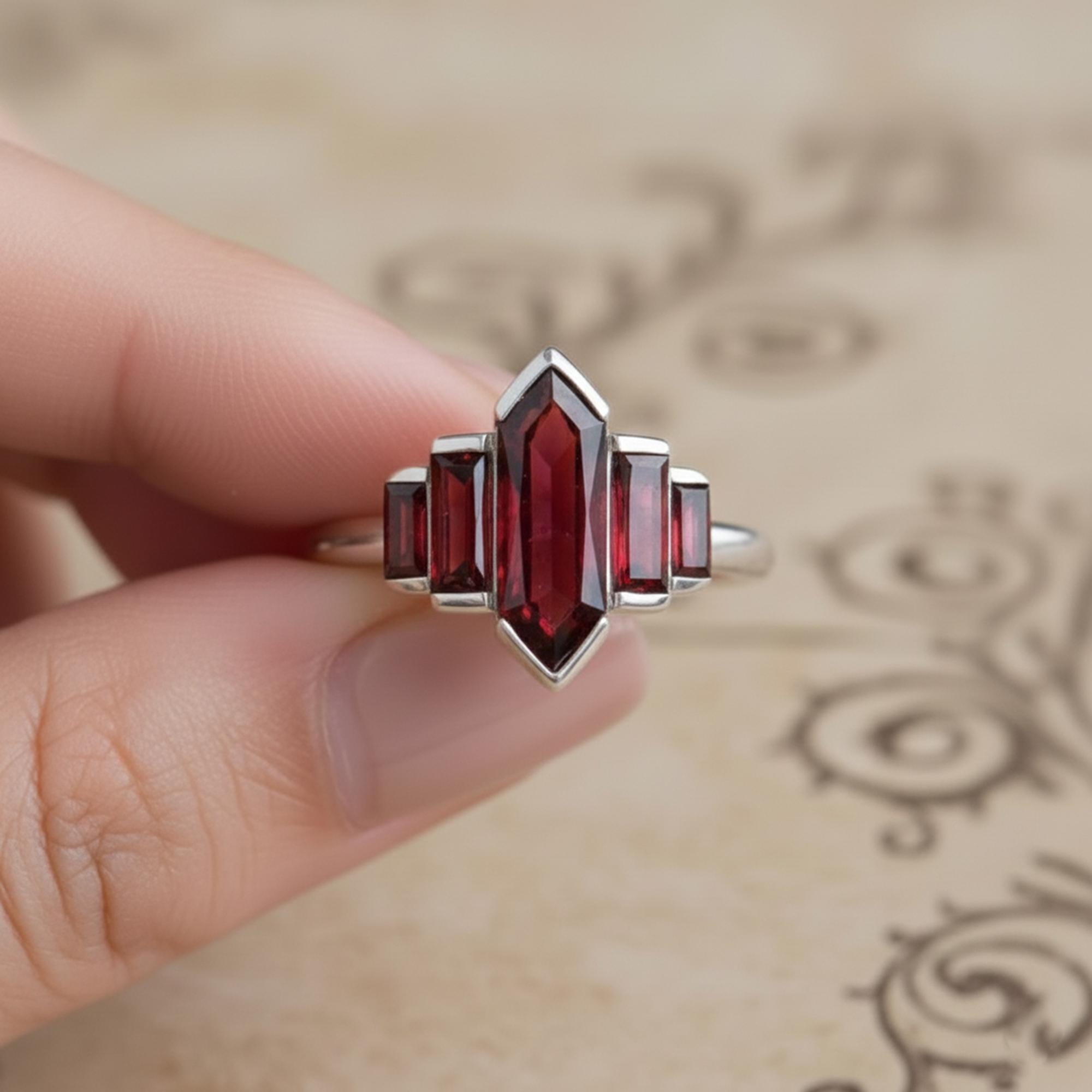 Bague Art Déco Années 30 - Plaqué Or Taille 57 Vintage