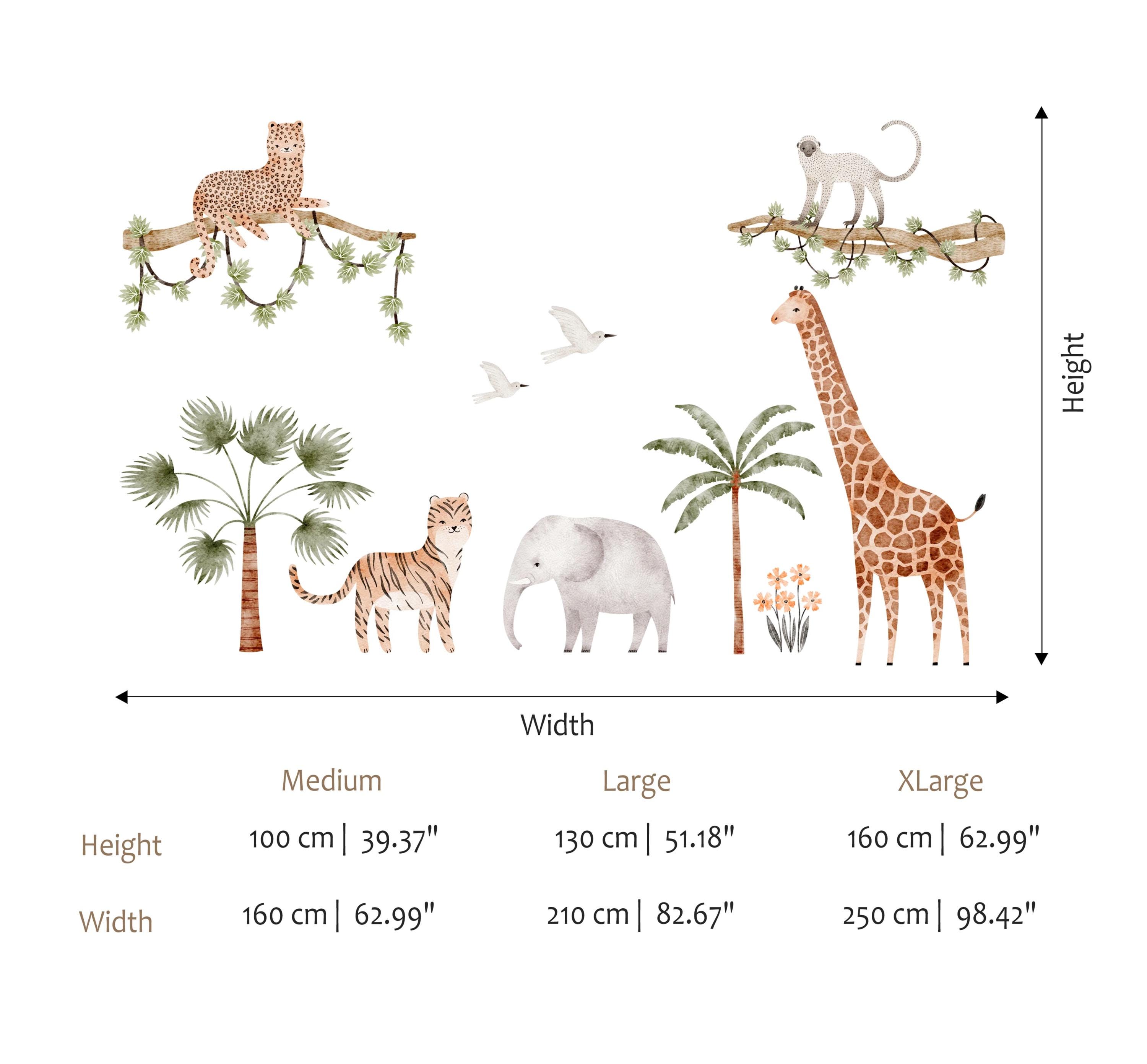Watercolor Baby Safari Animals Wall Decal Set: Peel & Stick Nursery ...