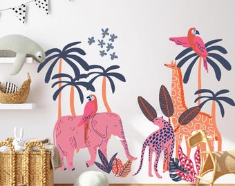 Jungle Animal Wall Decals, Safari Nursery Decor, Removable Wall Stickers