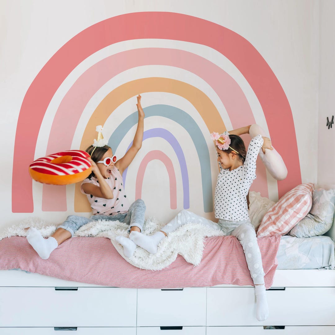 Pastel Rainbow Wall Decal: Boho Nursery Watercolor Stickers - Etsy