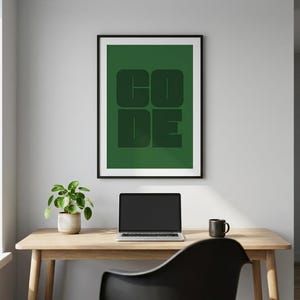 Code Typografie druckbare Wandkunst minimales grünes Plakat-modernes Bürodekor