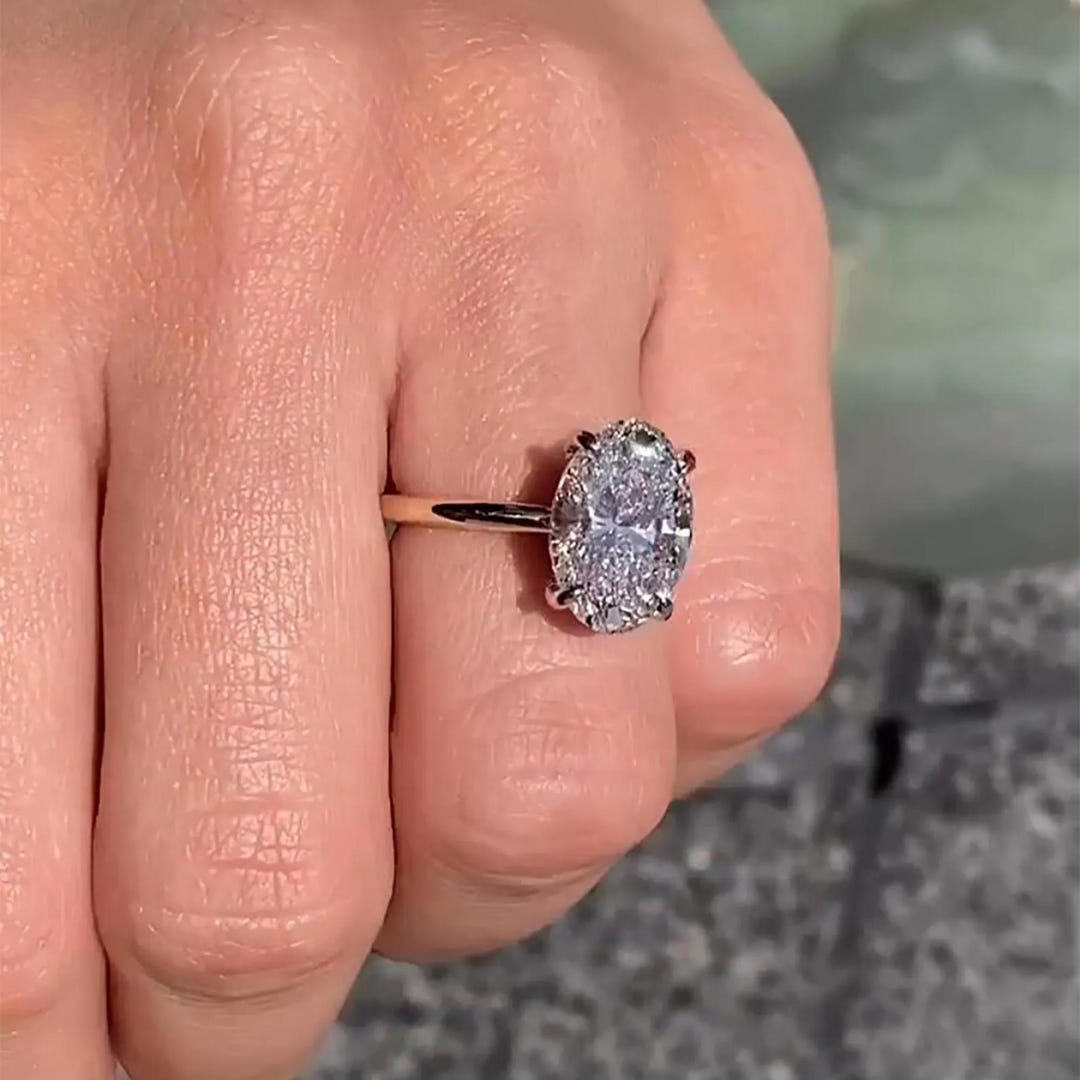 2.5 CT Oval Cut Moissanite Engagement Ring 14K Yellow Gold Anniversary ...