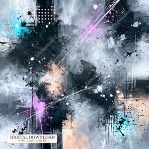 8 JPG Abstract Modern Paint Splatter Art, Contemporary Geometric Design, Digital Download JPG