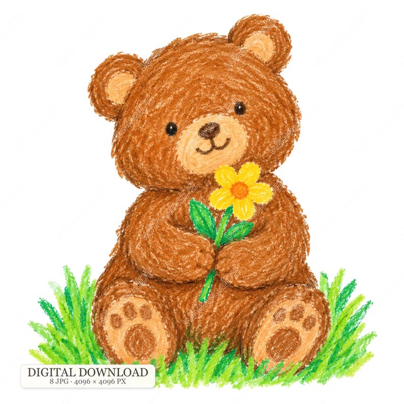 Turtle Rabbit Teddy Teddy 8 JPG Crayon Drawing Clipart, Cute Baby Animals, Teddy Bear, Kitten ...