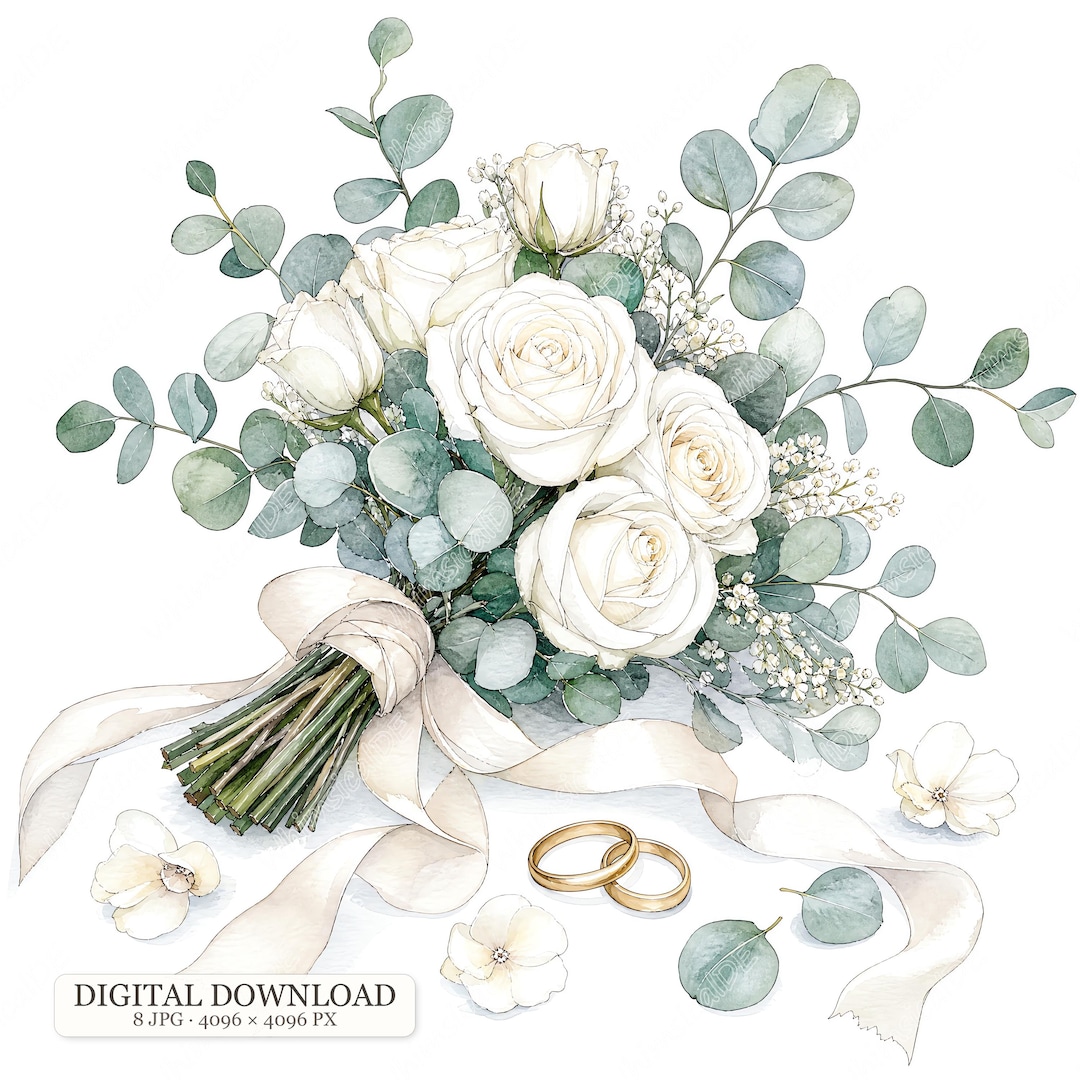 8 JPG Wedding Clipart, Bridal Bouquet Rings and Cake Watercolor Details 8 JPG Wedding Clipart, Bridal Bouquet Rings and Cake Watercolor Details