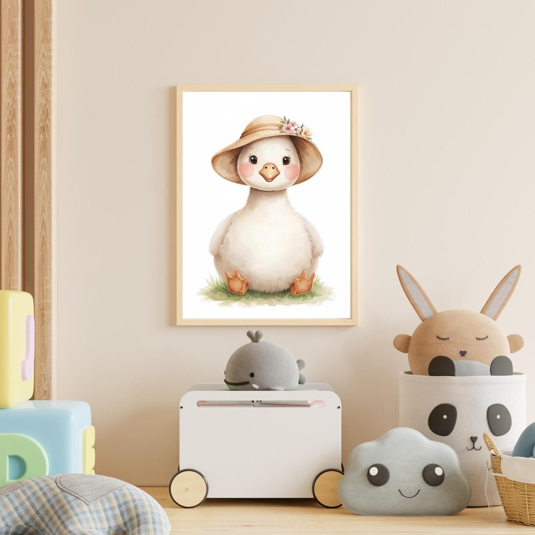 Baby Goose Nursery Wall Art – Soft Watercolor Animal Print for Nursery ...