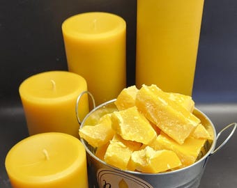 3" Beeswax Pillar Candle: Long Burning, Michigan Beekeepers, Bulk