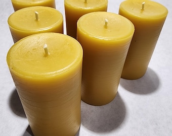 2" Beeswax Pillar Candle: Natural Honey Scent, Burn time 5 hours per inch 100% beeswax