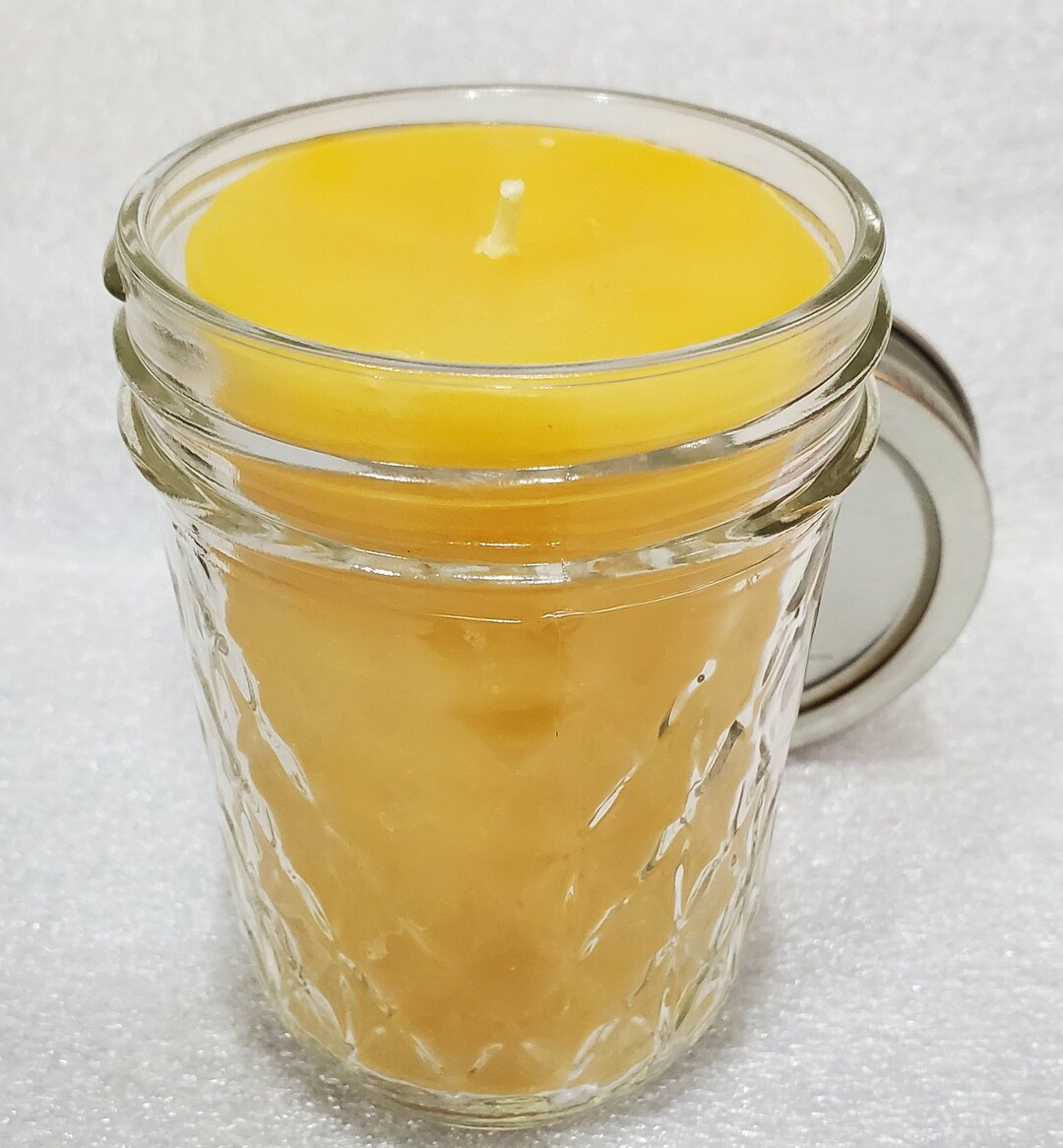 8 Oz Beeswax Jar Candle Burn Time 4045 Hours. Made From Local Etsy