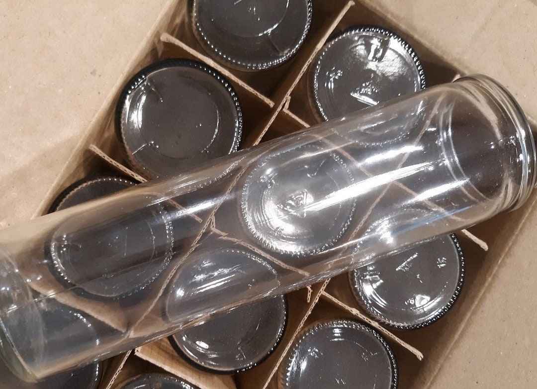 12 Pack Empty Glass Prayer Candle Jars for Candle Making 7 Day Candle