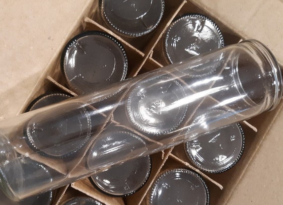 12 Pack Empty Glass Prayer Candle Jars for Candle Making 7 Day Candle Jars  8 Tall X 2 Diameter 