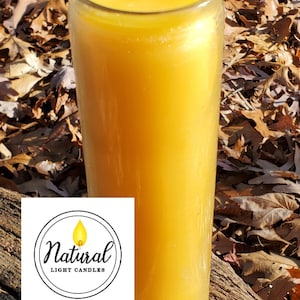 100 hours beeswax Prayer, Vigil, Devotional candle glass jar candle 8&quot; tall x 2&quot; w. 100% PURE Michigan local Beeswax. Cotton wick.
