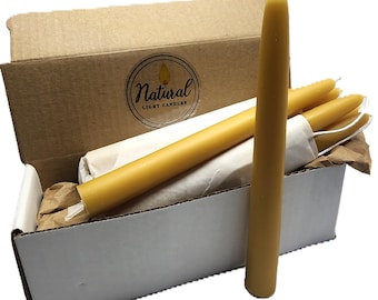 12 Beeswax taper candles 7/8" base 8" tall, Michigan Beeswax