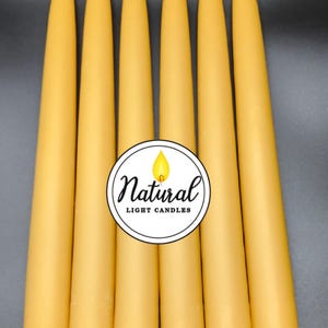 100% pure Beeswax Candle. Beeswax Tapers choose a diameter 3/8&quot;, 1/2&quot;, 5/8&quot;, 3/4&quot;, or 7/8&quot;, 1.25&quot;, 1.5&quot; . 8&quot; Tall Dripless. Made in Michigan