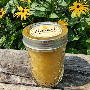 8 oz Beeswax Jar Candle Burn time 40-45 Hours. made from local Michigan pure 100% Beeswax. Free shipping