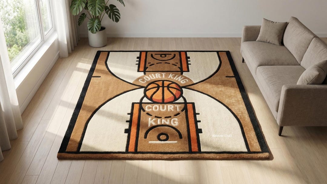 Basketball Court Area Rug | Sports Theme Carpet | Boys Room Decor - Etsy