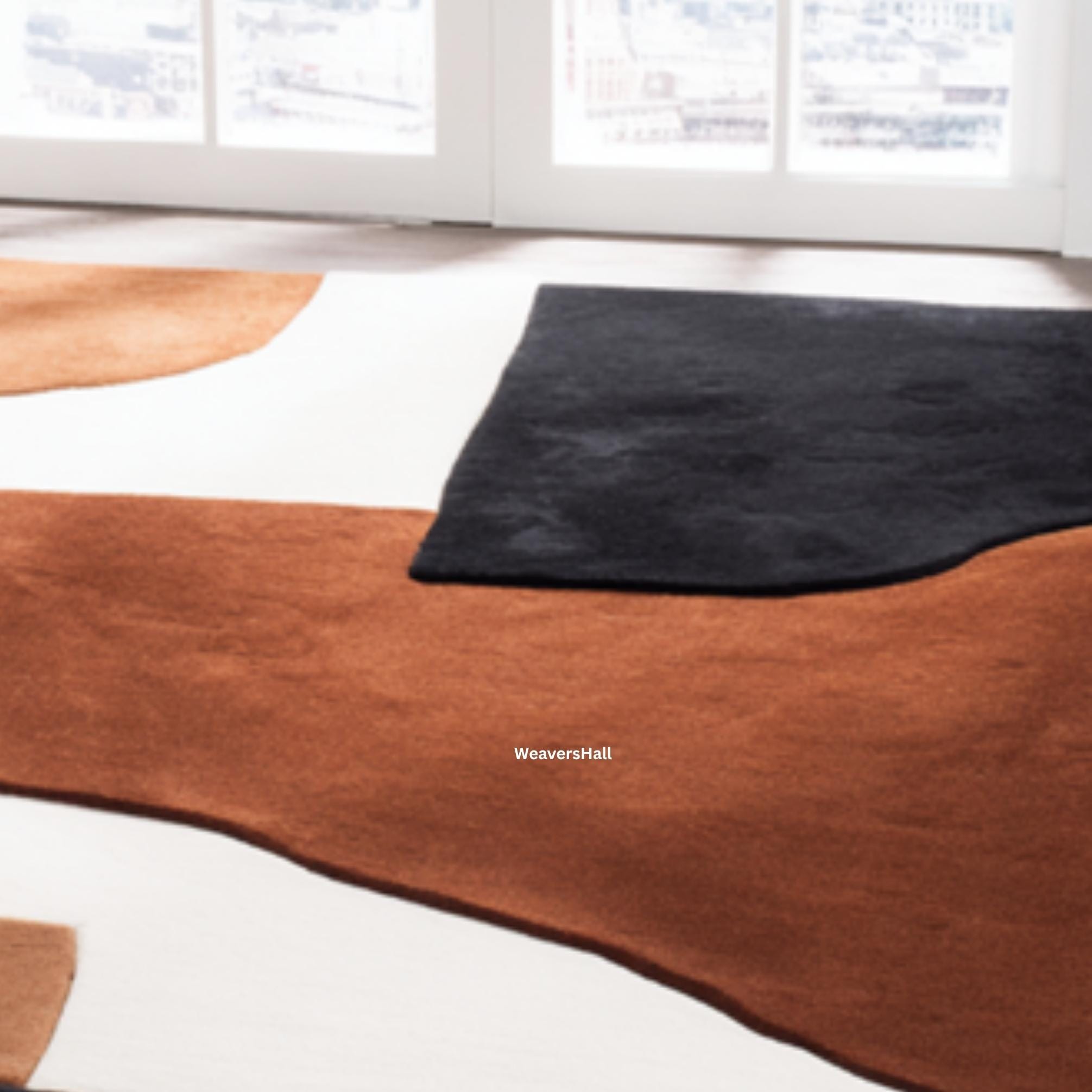 Modern Geometric Rug | Black, Brown & Beige Abstract Area Carpet - Etsy
