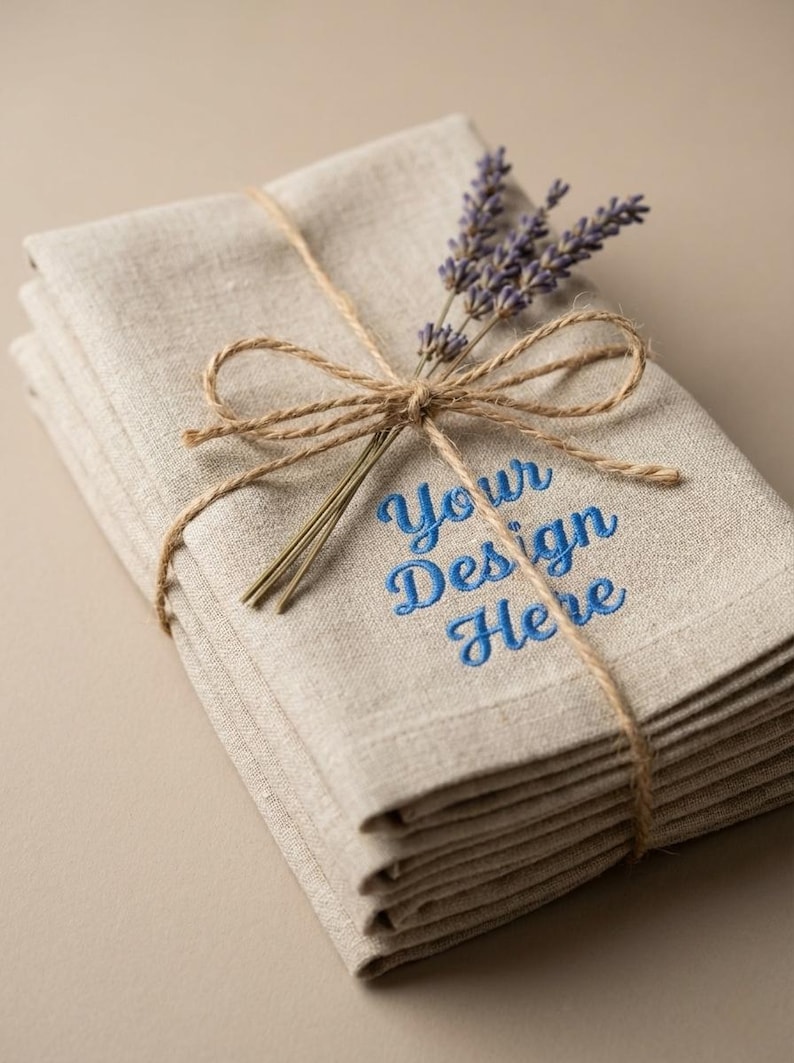 Custom Embroidered Napkins - Natural Linen Cloth Napkins With Logo - Etsy
