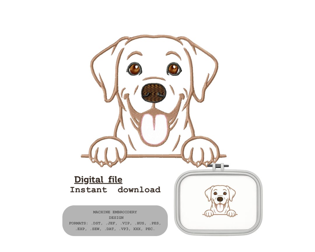 Lab Machine Embroidery Design Labrador Machine Embroidery Design, Peeking Lab Embroidery File, Golden ...