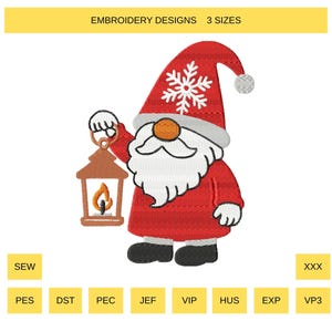 New Year's gnome machine embroidery design 3 sizes | dwarf | digital product