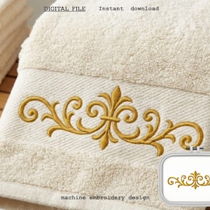 Fleur de Lis broderidesign, utsmyckat rullmaskinmönster (digital nedladdning)