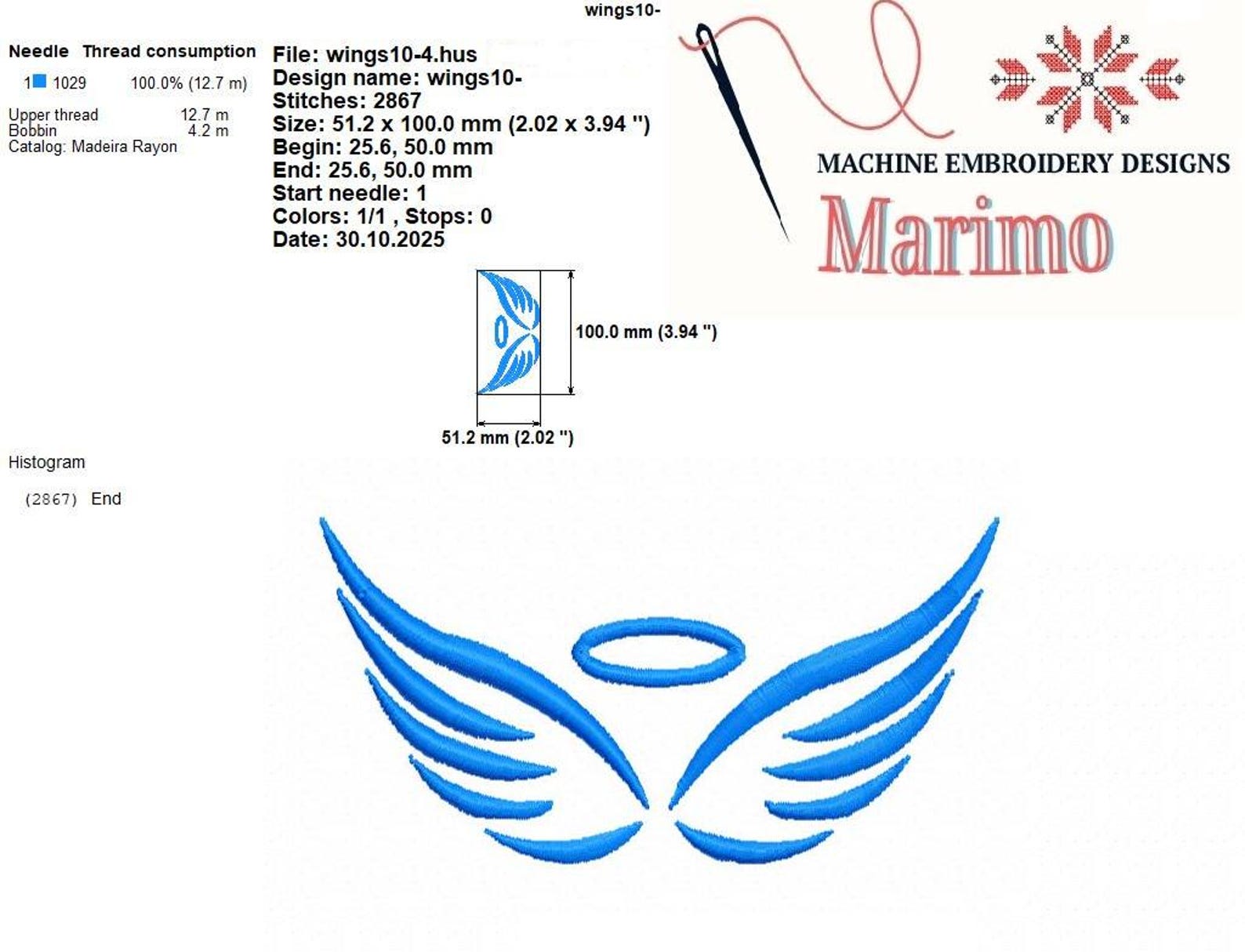 Angel Wings Machine Embroidery Design, Instant Download File, Digital ...