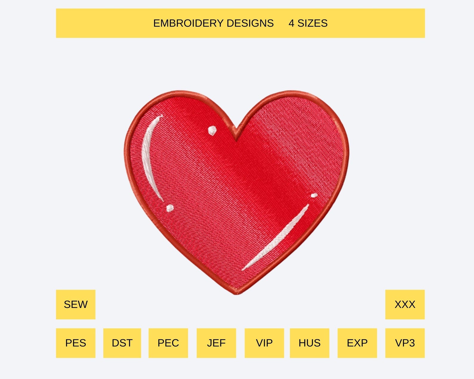 Red Heart Fill Stitch Embroidery Design • Valentine's Day Accent ...