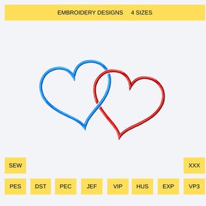 Interlocking Hearts Outline Embroidery Design • Couple Love Symbol File (Digital Download)