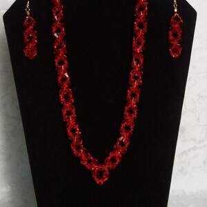 Ruby Swarovski Crystal Necklace and Earring Set
