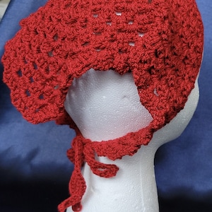 Brick Red Crochet Head Scarf