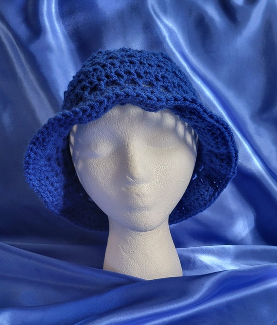 Handmade Crocheted Royal Blue Bucket Hat - Etsy display picture 2