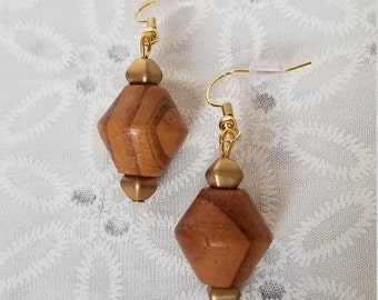 Diamond Shaped Wooden Earrings