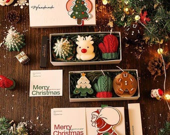 Handmade Christmas Candle Gift Set, Scented Holiday Decor