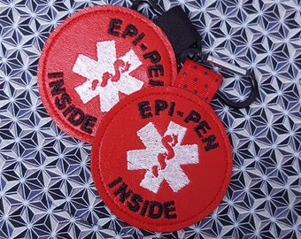 Medical Alert Tag "Epi-Pen Inside" Label Red White Food Allergy Awareness  Backpack Medical Alert Tag by Alert Wear