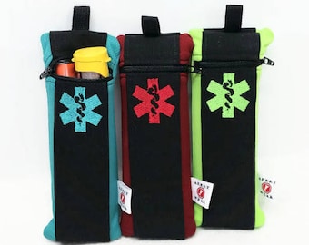 EpiPen Case, "Epi Skinny" Case in Neon Green, Teal and Maroon by Alert Wear