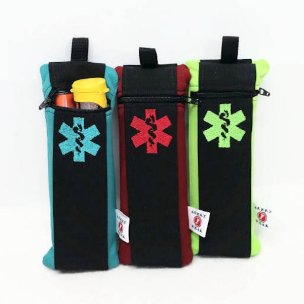 EpiPen Case, "Epi Skinny" Case in Neon Green, Teal and Maroon by Alert Wear