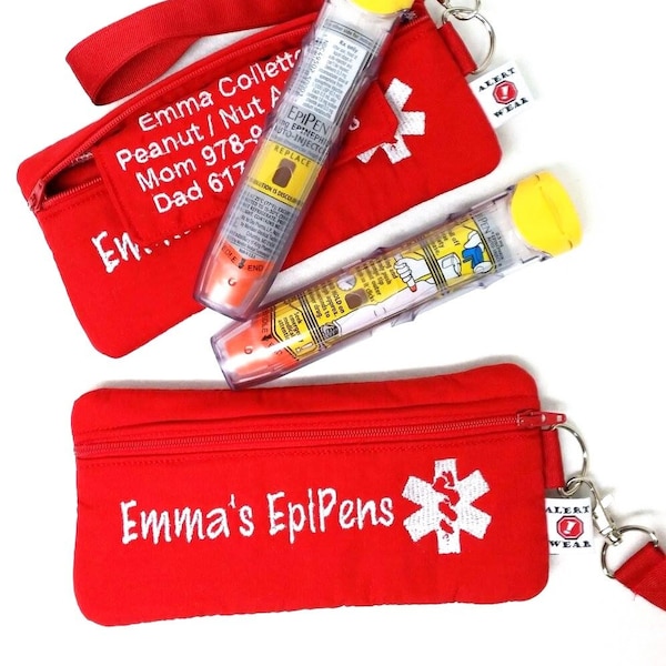 EpiPen Case - Custom Insulated Medicine Case for EpiPens or AuviQ Epinephrine Autoinjectors by Alert Wear Wristlet, Clip On or Waist Pack