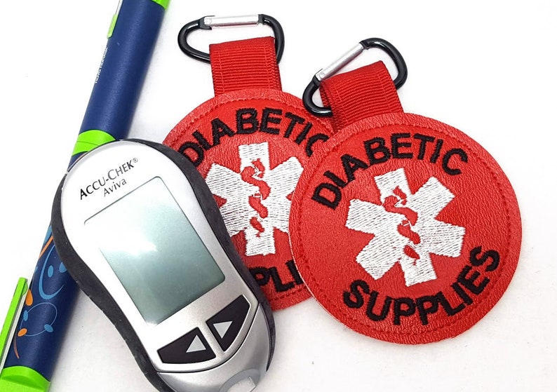 Diabetic Medical Alert Tag Diabetic Supplies Label Blue White Diabetic Backpack Medical Alert Tag by Alert Wear image 6