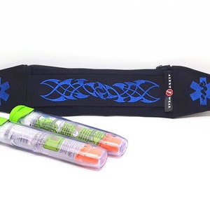 Epi-Pen Case with Tribal Twist Design, Medicine Case for AuviQ Diastat or EpiPens / Super Slim Waist Fanny Pack by Alert Wear Dark Royal Blue