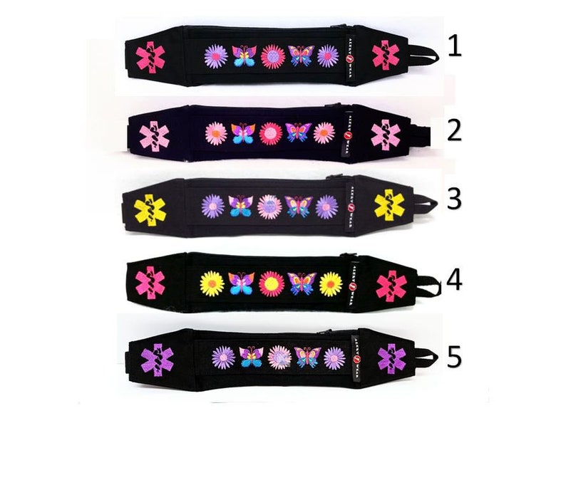 EpiPen Case, Medicine Case for AuviQ Diastat or EpiPens / Super Slim Custom Waist Fanny Pack Daisies and Butterflies Design image 1