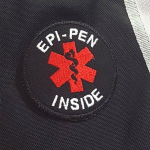Medical Alert Iron On Patch Epi-Pen Inside Red White Food Allergy Awareness Tag by Alert Wear image 7