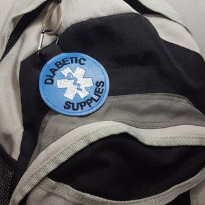 Diabetic Medical Alert Tag Diabetic Supplies Label Blue White Diabetic Backpack Medical Alert Tag by Alert Wear image 3