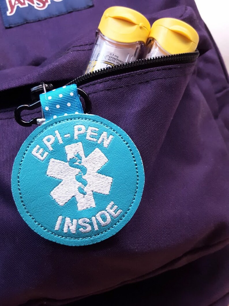 Medical Alert Tag EpiPen Inside Label Red White Etsy