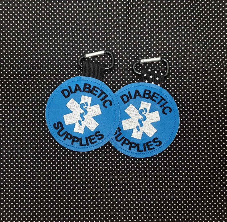 Diabetic Medical Alert Tag Diabetic Supplies Label Blue White Diabetic Backpack Medical Alert Tag by Alert Wear image 1